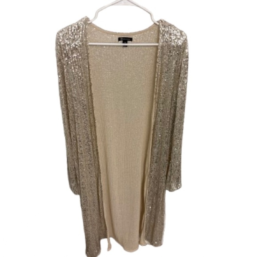 Versona Cream Sequined Cardigan Sweater